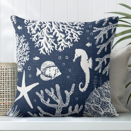Navy Blue Seahorse Sierkussen