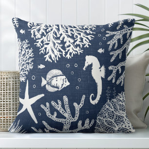 Navy Blue Seahorse Sierkussen
