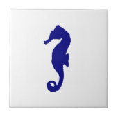 Navy Blue Seahorse Tegeltje (Voorkant)