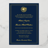 Navy Blue Seashell Beach Gold Folie Uitnodiging (Voorkant)