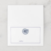 Navy Blue Seashell Blank Table Guest Plaatskaartje (Buitenkant ongevouwen)