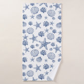 Navy Blue Seashell Patroon Badhanddoek (Badhanddoek)
