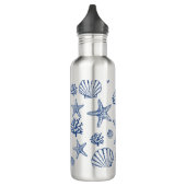 Navy Blue Seashell Patroon Waterfles (Links)
