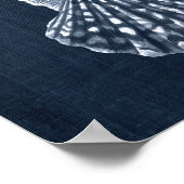 Navy Blue Seashell Print nr. 9 Beach Wall Decor (Hoek)