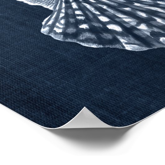 Navy Blue Seashell Print nr. 9 Beach Wall Decor (Hoek)