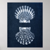 Navy Blue Seashell Print nr. 9 Beach Wall Decor (Voorkant)