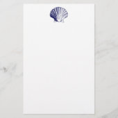 Navy Blue Seashell Stationery Briefpapier (Voorkant)