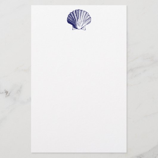 Navy Blue Seashell Stationery Briefpapier (Voorkant)