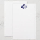 Navy Blue Seashell Stationery Briefpapier (Voorkant / Achterkant)