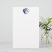 Navy Blue Seashell Stationery Briefpapier (Staand voorkant)