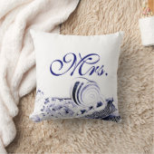 Navy Blue Seashells Mr. en mevrouw Pillow set of T Kussen (Deken)