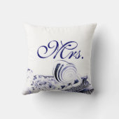Navy Blue Seashells Mr. en mevrouw Pillow set of T Kussen (Achterkant)
