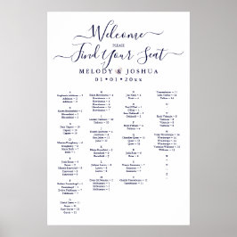 NAVY BLUE SEATING CHART, ALFABETISCH POSTER