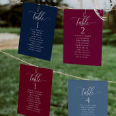 Navy Blue Seating Plan-kaarten met gastnamen