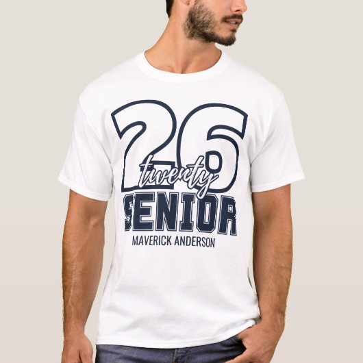 Navy Blue Senior Class of 2026 Graduation T-shirt (Voorkant)