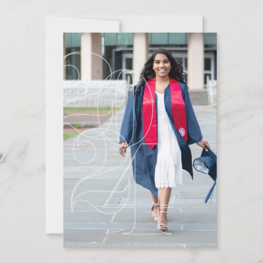 Navy Blue Senior Foto Afstuderen Aankondiging (Voorkant)