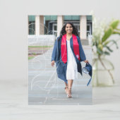 Navy Blue Senior Foto Afstuderen Aankondiging (Staand voorkant)