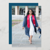 Navy Blue Senior Foto Afstuderen Aankondiging (Voorkant / Achterkant)