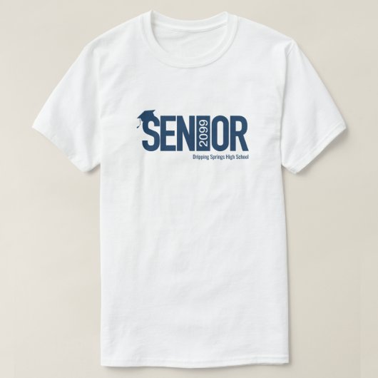 Navy Blue SENIOR met stuikaplaat T-shirt (Design voorkant)