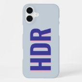 Navy Blue Shadow Monogram patroon met naam iPhone Hoesje (Achterkant)