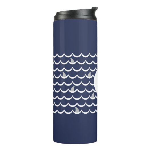 Navy Blue Shark Fin Monogram Mok (Gedraaid links)