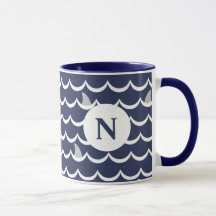 Navy Blue Shark Fin Monogram Mok