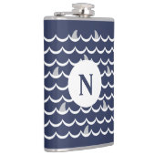 Navy Blue Shark Fin Monogram Mok Heupfles (Rechts)
