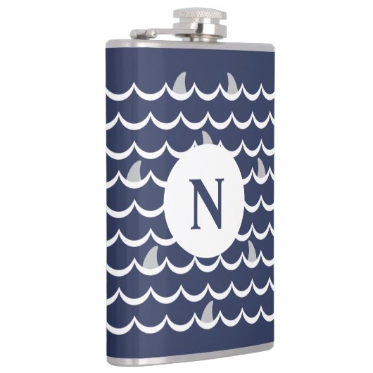 Navy Blue Shark Fin Monogram Mok Heupfles (Rechts)