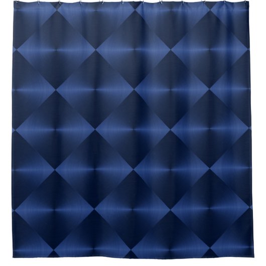 Navy Blue Sheen Blocks Douchegordijn (Voorkant)