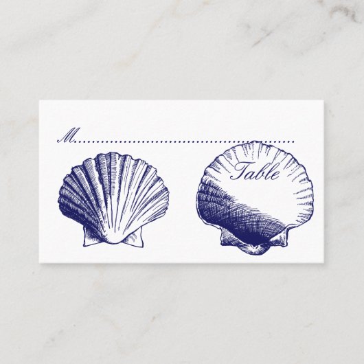 Navy Blue Shells Wedding Reception Kaarten Plaatskaartje (Voorkant)