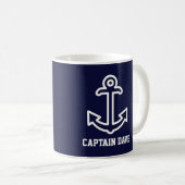 Navy Blue Ship Anchoor Personalized Mug Koffiemok (Voorkant rechts)