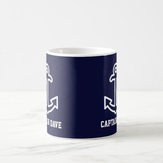 Navy Blue Ship Anchoor Personalized Mug Koffiemok (Center)