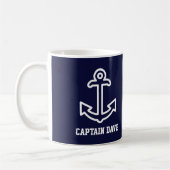 Navy Blue Ship Anchoor Personalized Mug Koffiemok (Links)