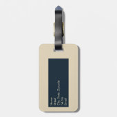 navy blue ship wheel & Monogram Beige Coastal home Bagagelabel (Achterkant verticaal)