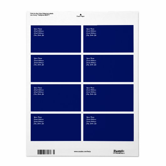 Navy Blue Shipping Label (Full Sheet)