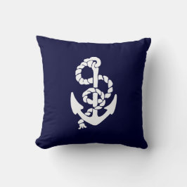 Navy Blue Ships Anchor Nautical Sierkussen