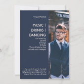 Navy Blue Sidebar Foto 21st Birthday, uitnodiging  (Achterkant)