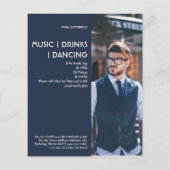 Navy Blue Sidebar Foto 21st Birthday, uitnodiging Flyer (Achterkant)