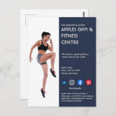 Navy Blue Sidebar Fotogymzaal, geschikt voor F Briefkaart (Voorkant / Achterkant)