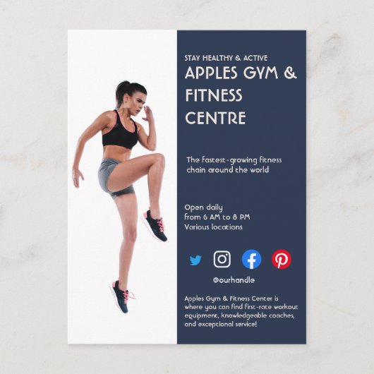 Navy Blue Sidebar Fotogymzaal, geschikt voor F Briefkaart (Voorkant)