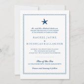 Navy Blue sierlijke zeester bruiloft Kaart (Voorkant)