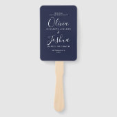 Navy Blue Signature Script Joodse Bruiloft Handwaaier (Voorkant)