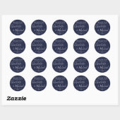  Navy Blue Signature Wedding Favor Thank You  Ronde Sticker (Vel)