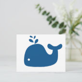 Navy Blue Silhouette Whale Briefkaart (Staand voorkant)