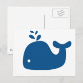 Navy Blue Silhouette Whale Briefkaart (Voorkant / Achterkant)