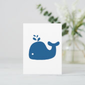 Navy Blue Silhouette Whale Briefkaart (Staand voorkant)