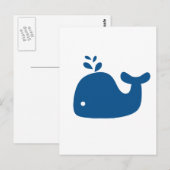 Navy Blue Silhouette Whale Briefkaart (Voorkant / Achterkant)