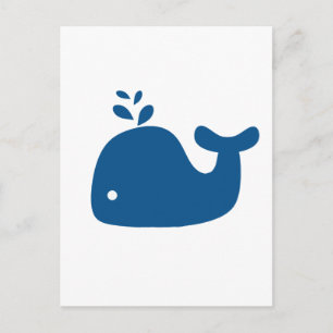 Navy Blue Silhouette Whale Briefkaart