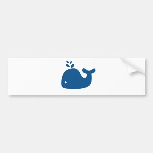 Navy Blue Silhouette Whale Bumpersticker (Voorkant)