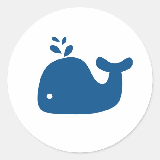 Navy Blue Silhouette Whale Ronde Sticker (Voorkant)